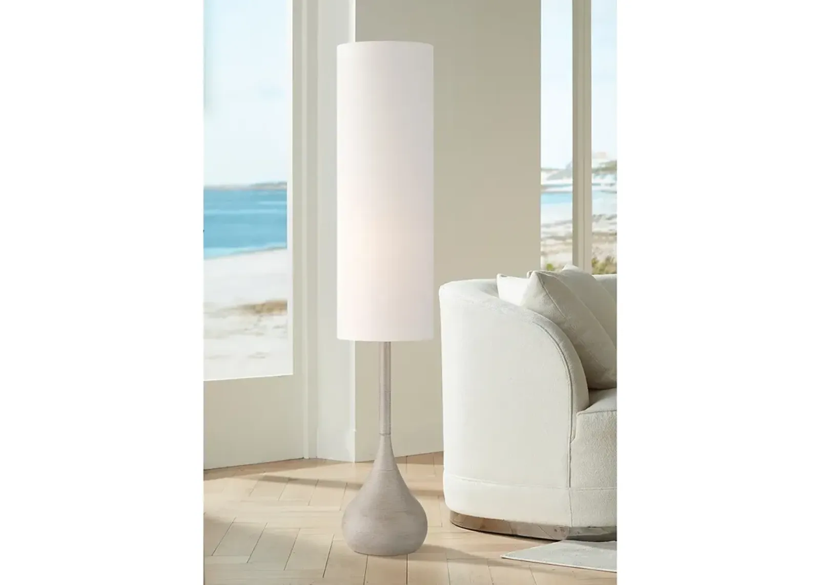 Possini Euro Moderne Droplet 62" High Natural Gray Floor Lamp