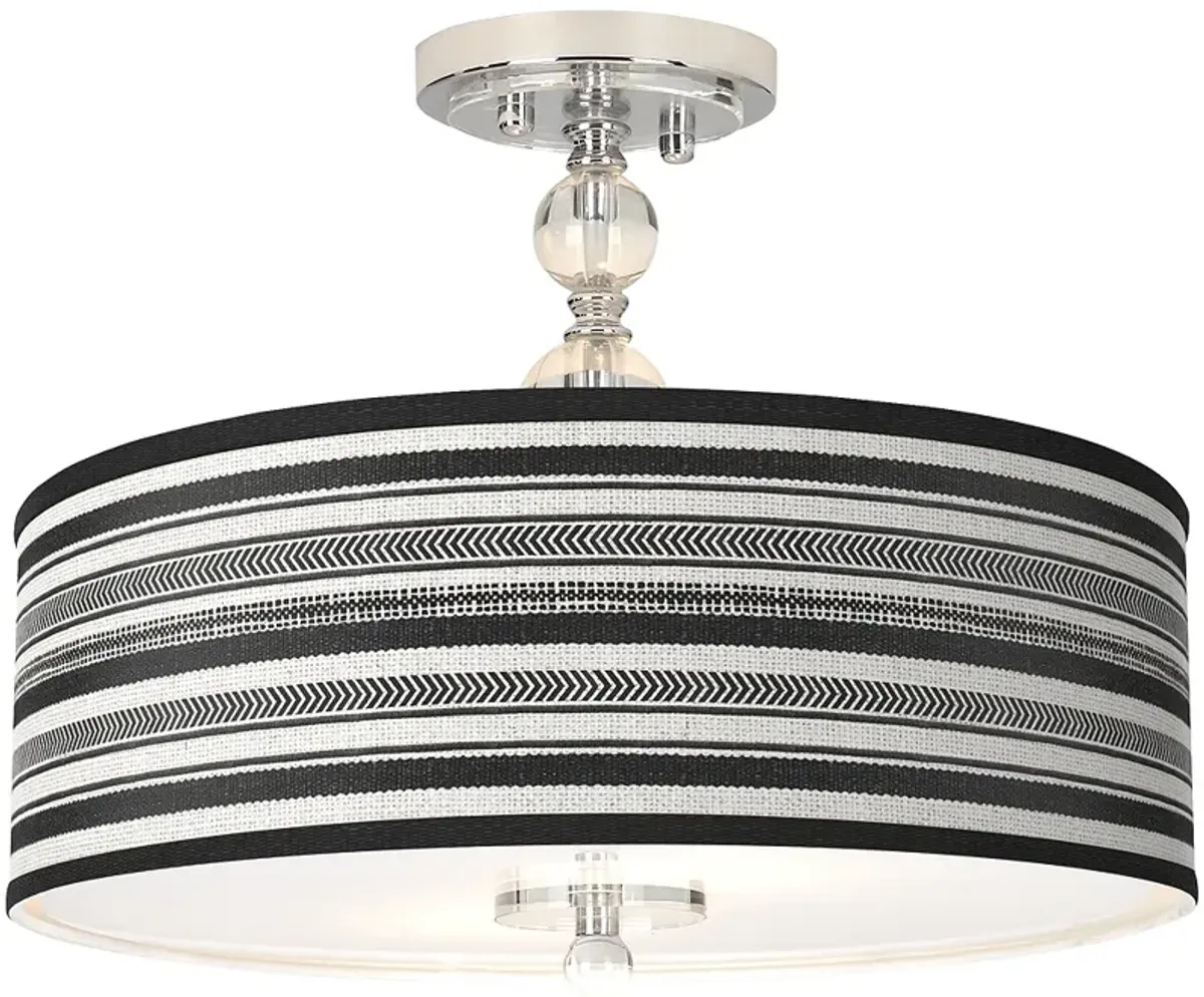 Stripes Noir Giclee 16" Wide Semi-Flush Ceiling Light