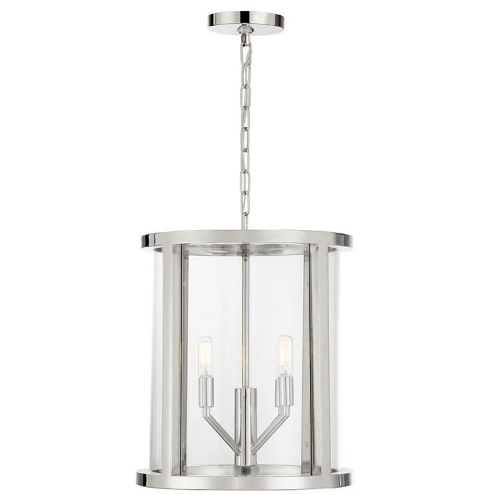 Libby Langdon for Crystorama Devon 4 Light Polished Nickel Lantern