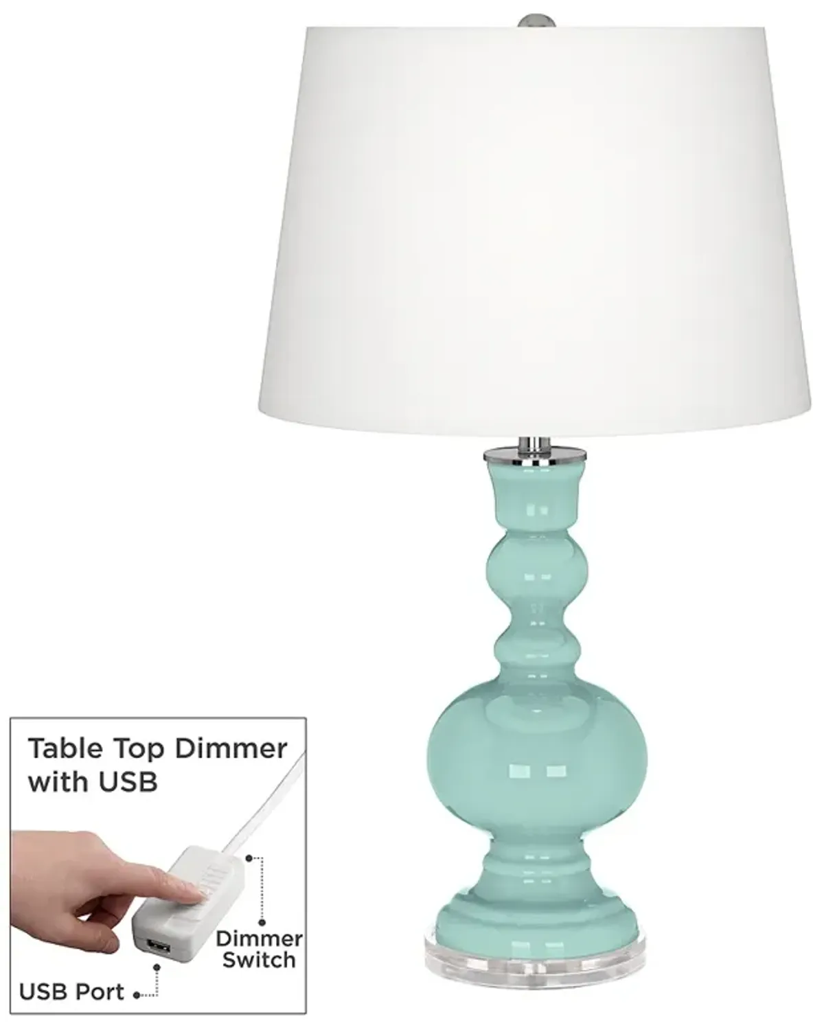 Color Plus Apothecary 30" Cay Blue Table Lamp with USB Dimmer