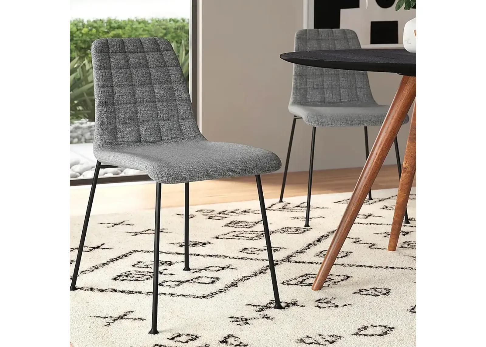 Elma Light Gray Fabric Side Chairs Set of 2