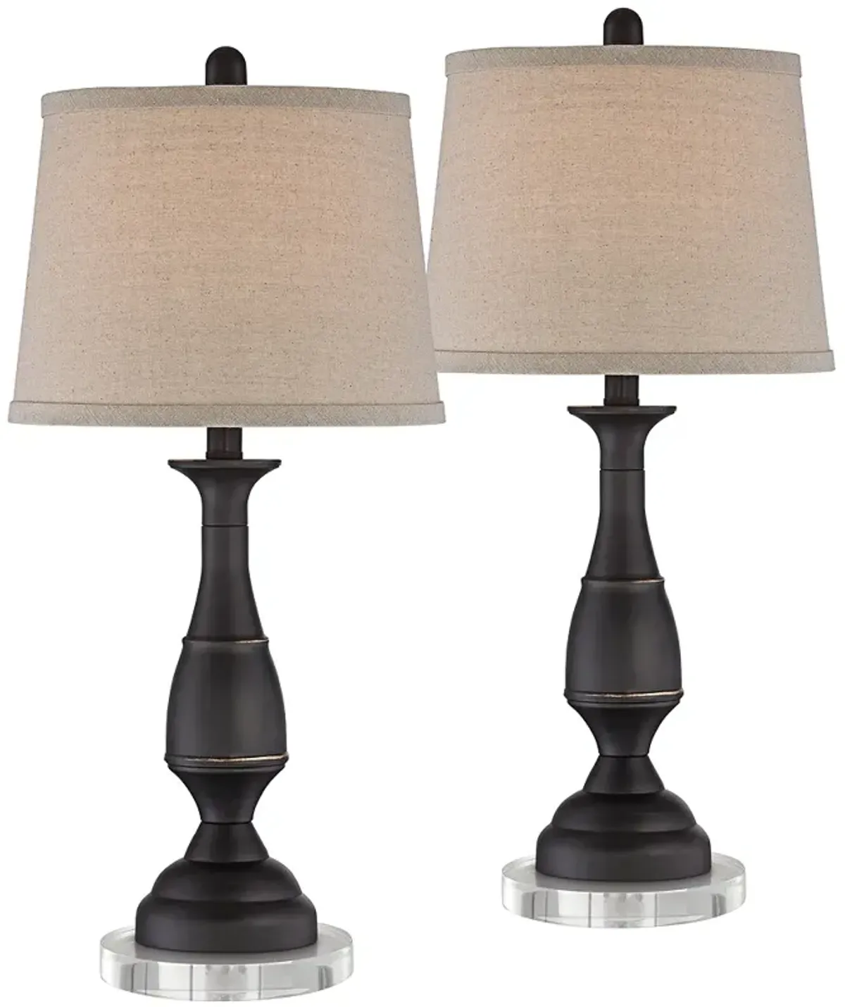 Regency Hill Ben 26" Dark Bronze Table Lamps Set with Acrylic Risers