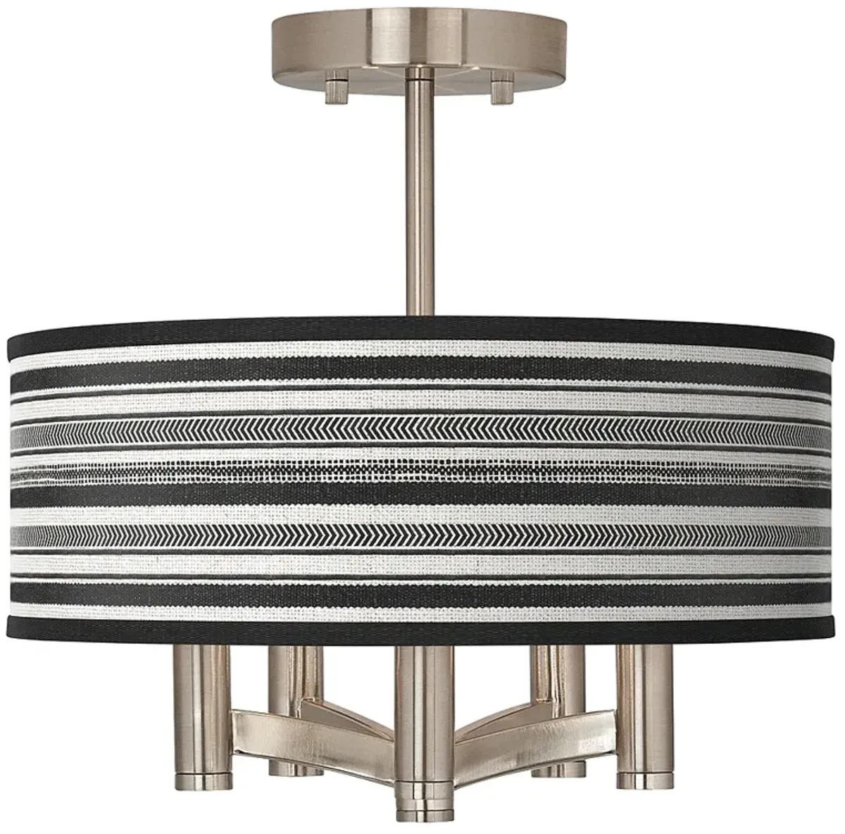 Giclee Glow Stripes Noir Ava 5-Light Nickel Ceiling Light