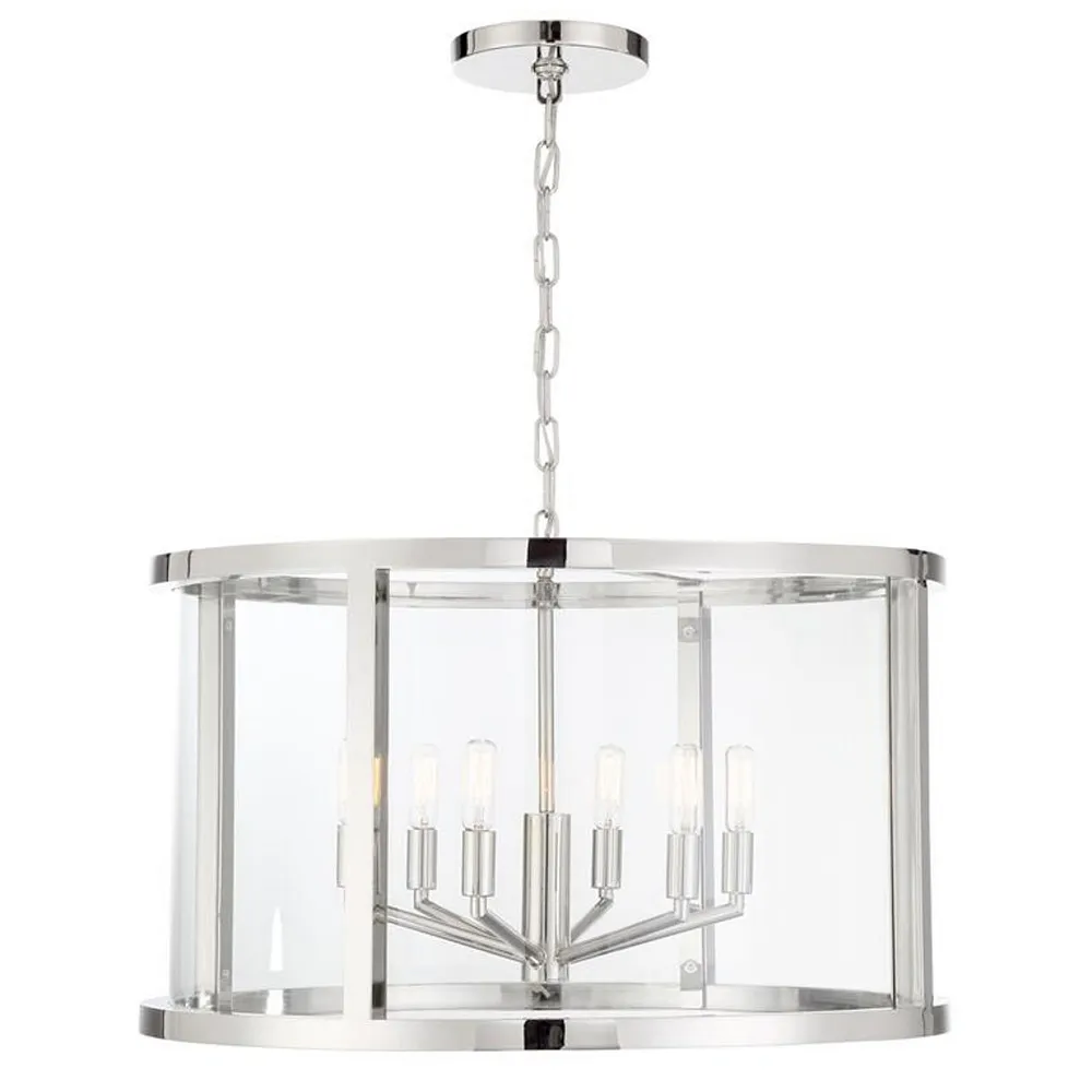 Libby Langdon for Crystorama Devon 6 Light Polished Nickel Lantern