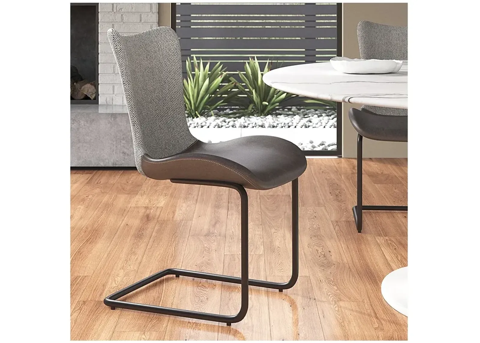 Juni Dark Gray Leatherette Side Chair