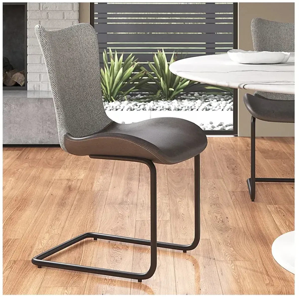 Juni Dark Gray Leatherette Side Chair