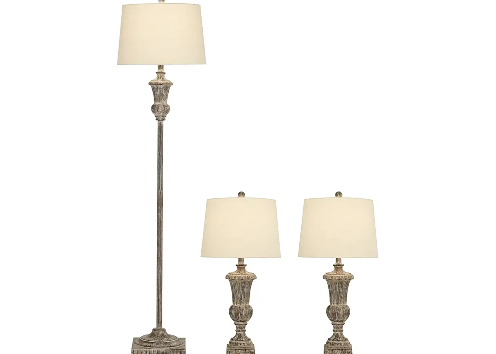 Regency Hill Rustic Vase Faux Light Wood Finish Table and Floor Lamp Set