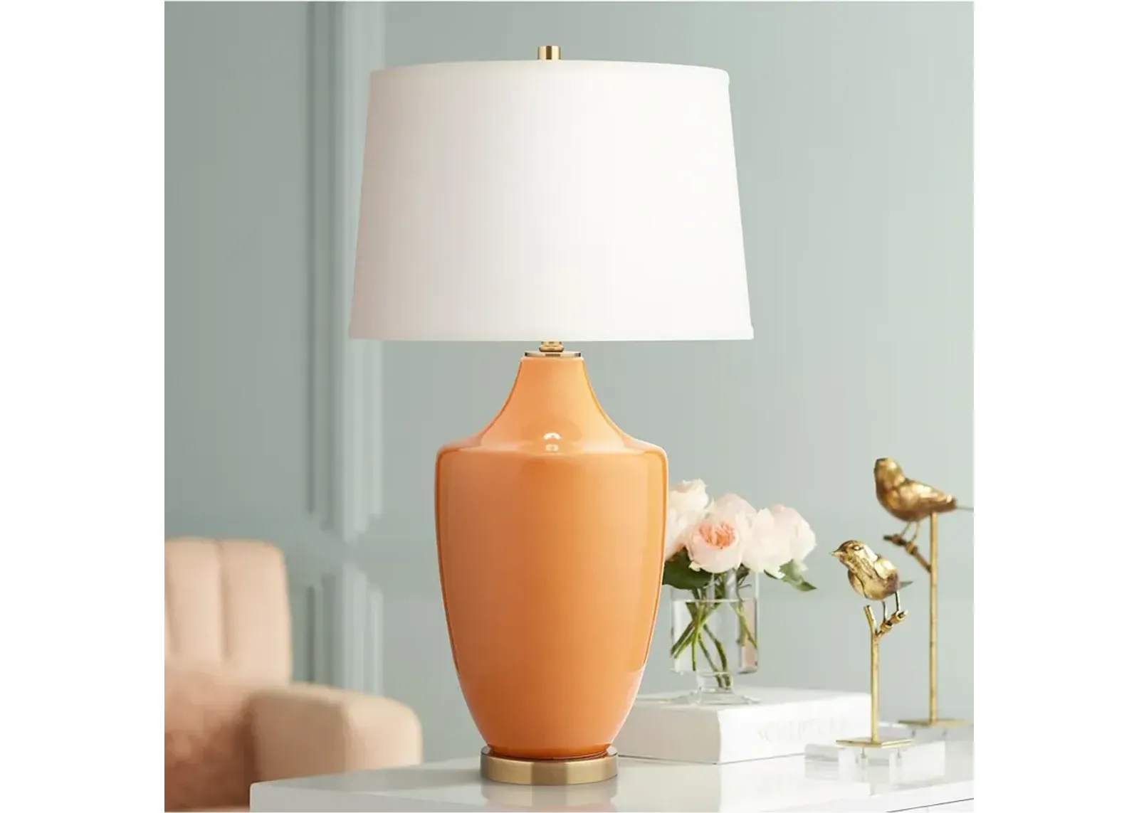 Pacific Coast Lighting Olivia 30" Orange Vase Modern Ceramic Lamp