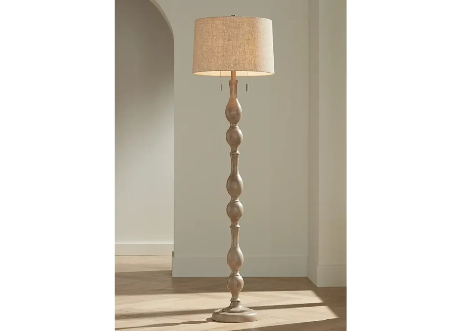 Barnes and Ivy Tuscan 62 1/2" Natural Gray Faux Wood Floor Lamp