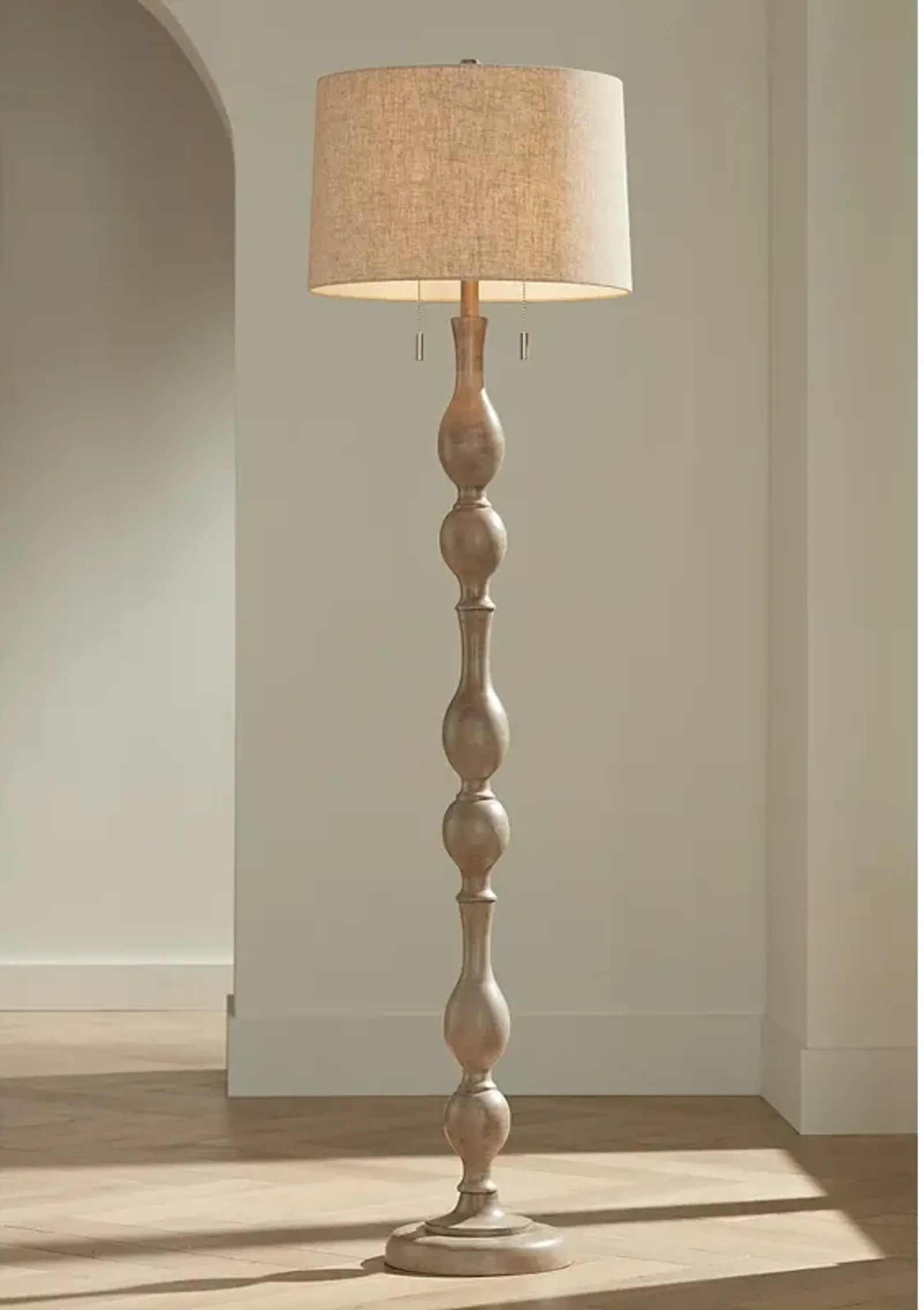 Barnes and Ivy Tuscan 62 1/2" Natural Gray Faux Wood Floor Lamp