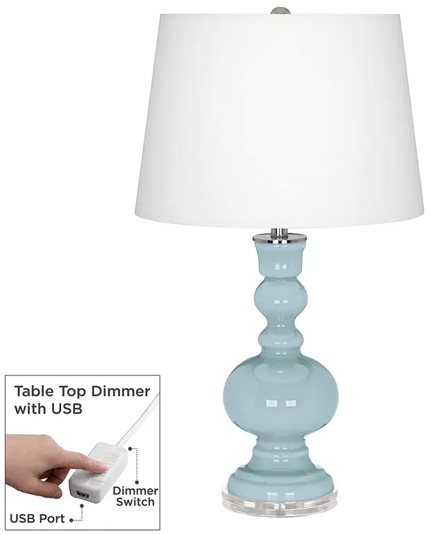 Color Plus Apothecary 30" Vast Sky Blue Table Lamp with USB Dimmer