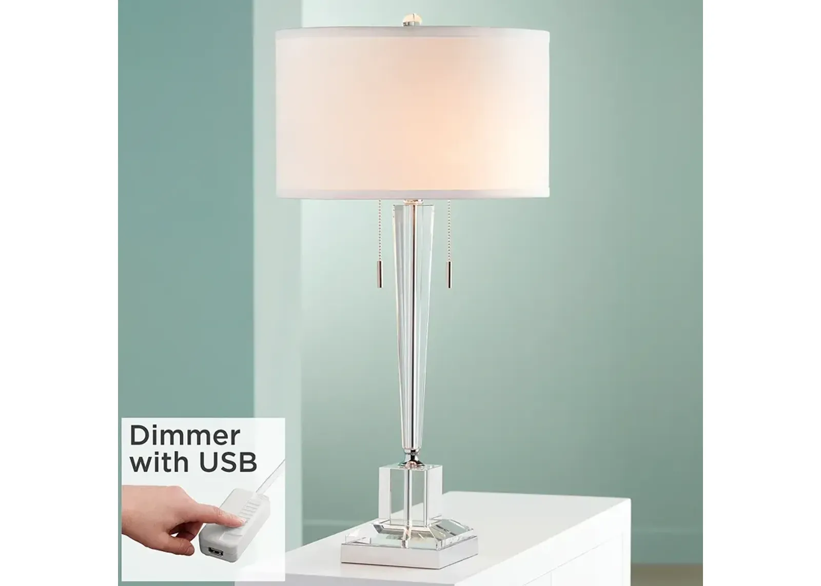 Vienna Full Spectrum Renee 30 1/2" Crystal Table Lamp With USB Dimmer