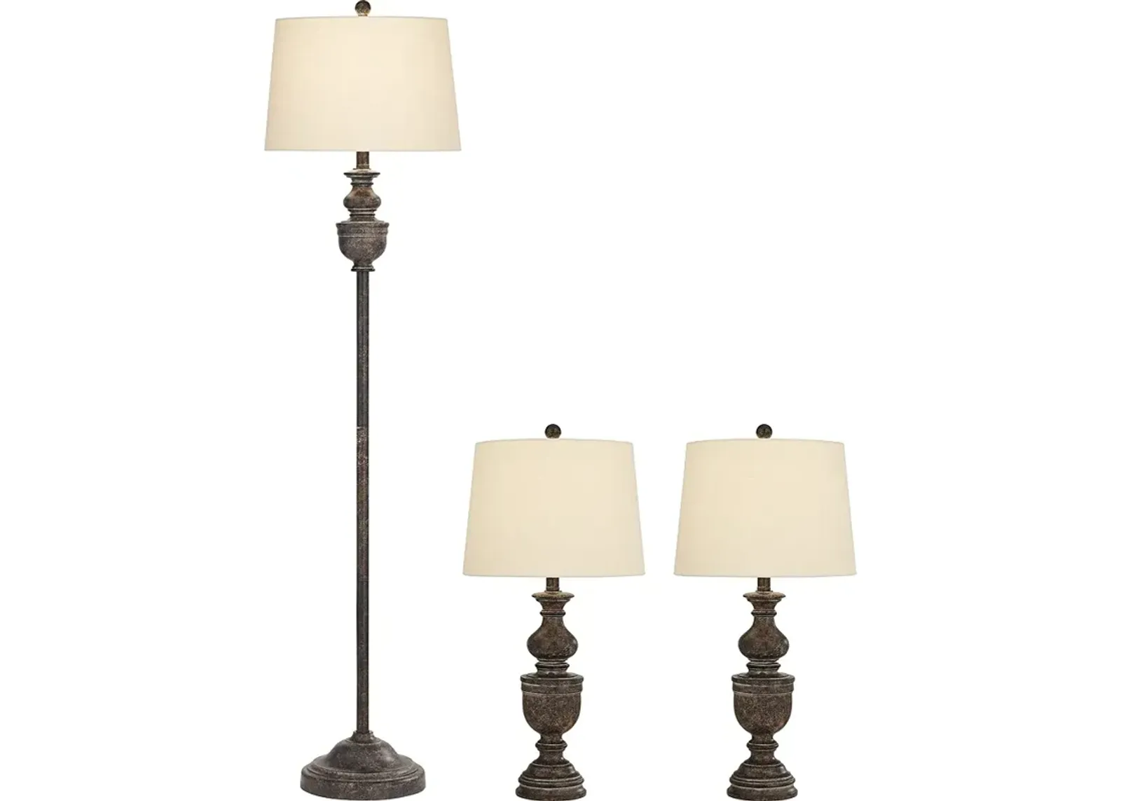 Regency Hill Rustic Vase Faux Dark Wood Finish Table and Floor Lamp Set