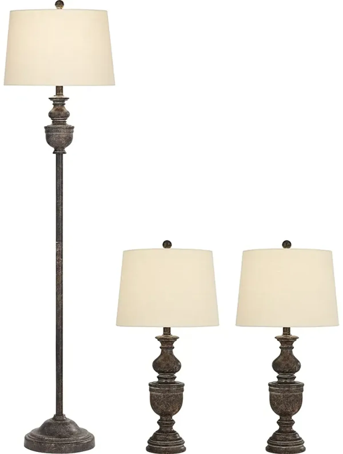 Regency Hill Rustic Vase Faux Dark Wood Finish Table and Floor Lamp Set