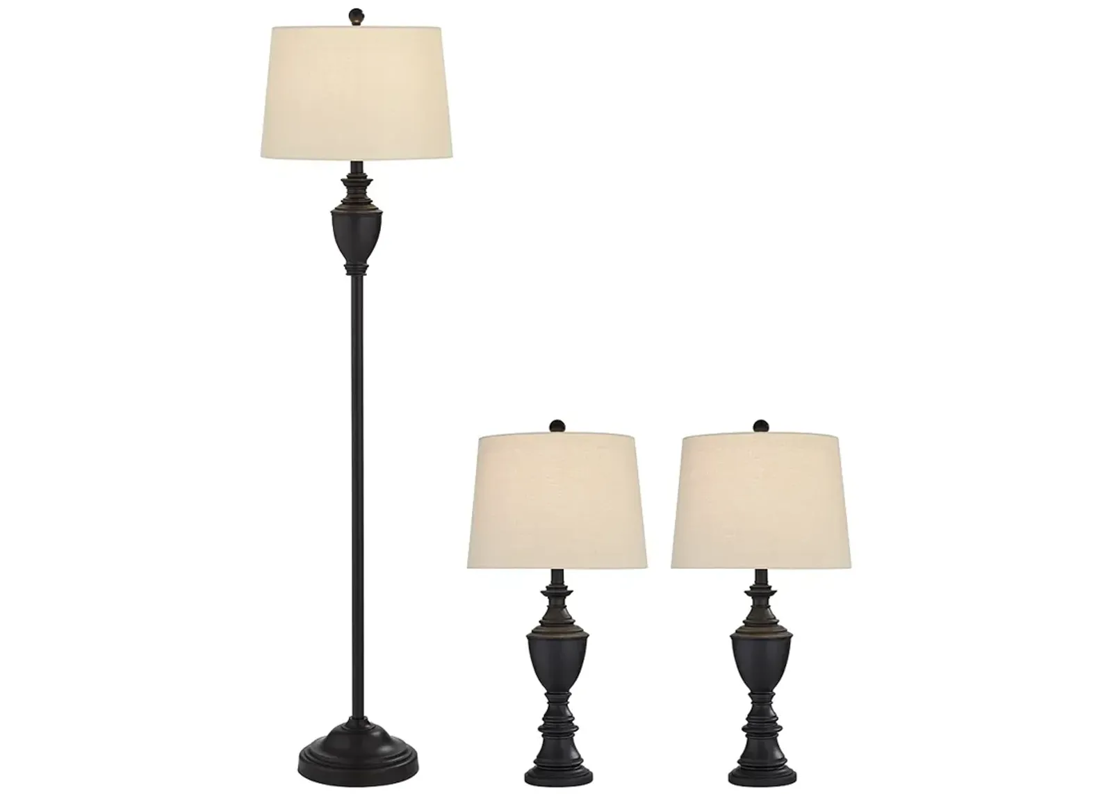 Barnes and Ivy Urn Vase Black Finish Table and Floor Lamp Set