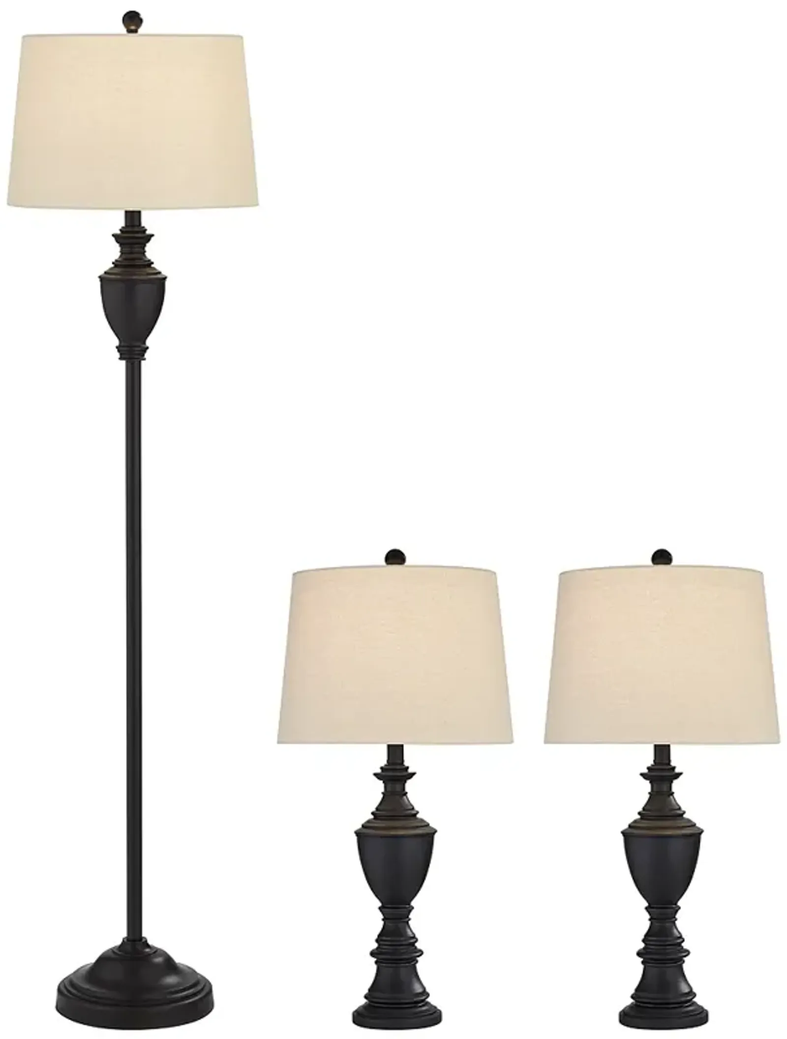 Barnes and Ivy Urn Vase Black Finish Table and Floor Lamp Set