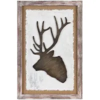 Crestview Collection Rustin Elk Silhouette Wood and Linen Wall Art