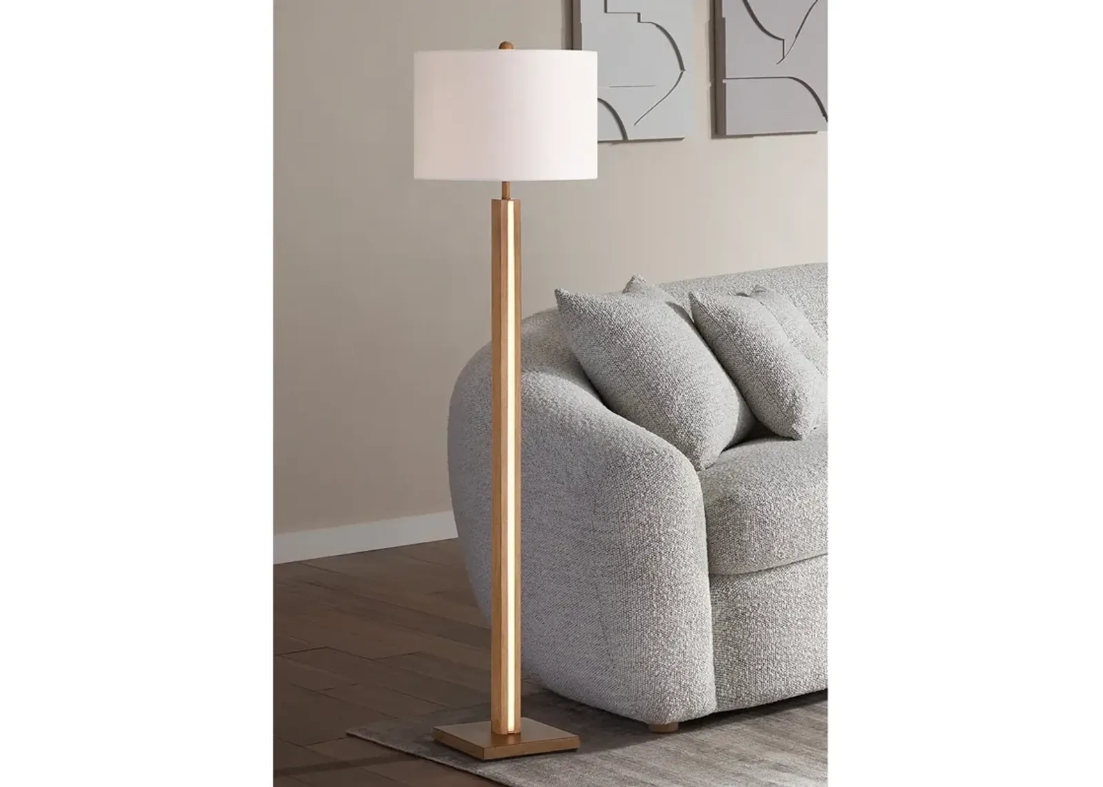 Possini Euro Brookline 63" High Walnut Floor Lamp with LED Side Light