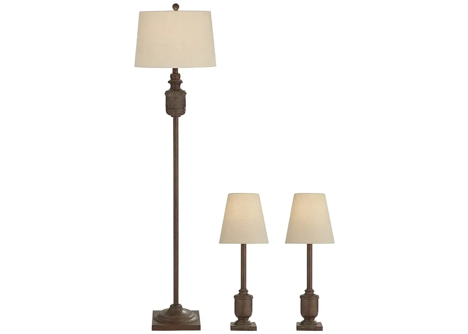 Regency High Bledlow Dark Charcoal Faux Wood Urn Table and Floor Lamp Set