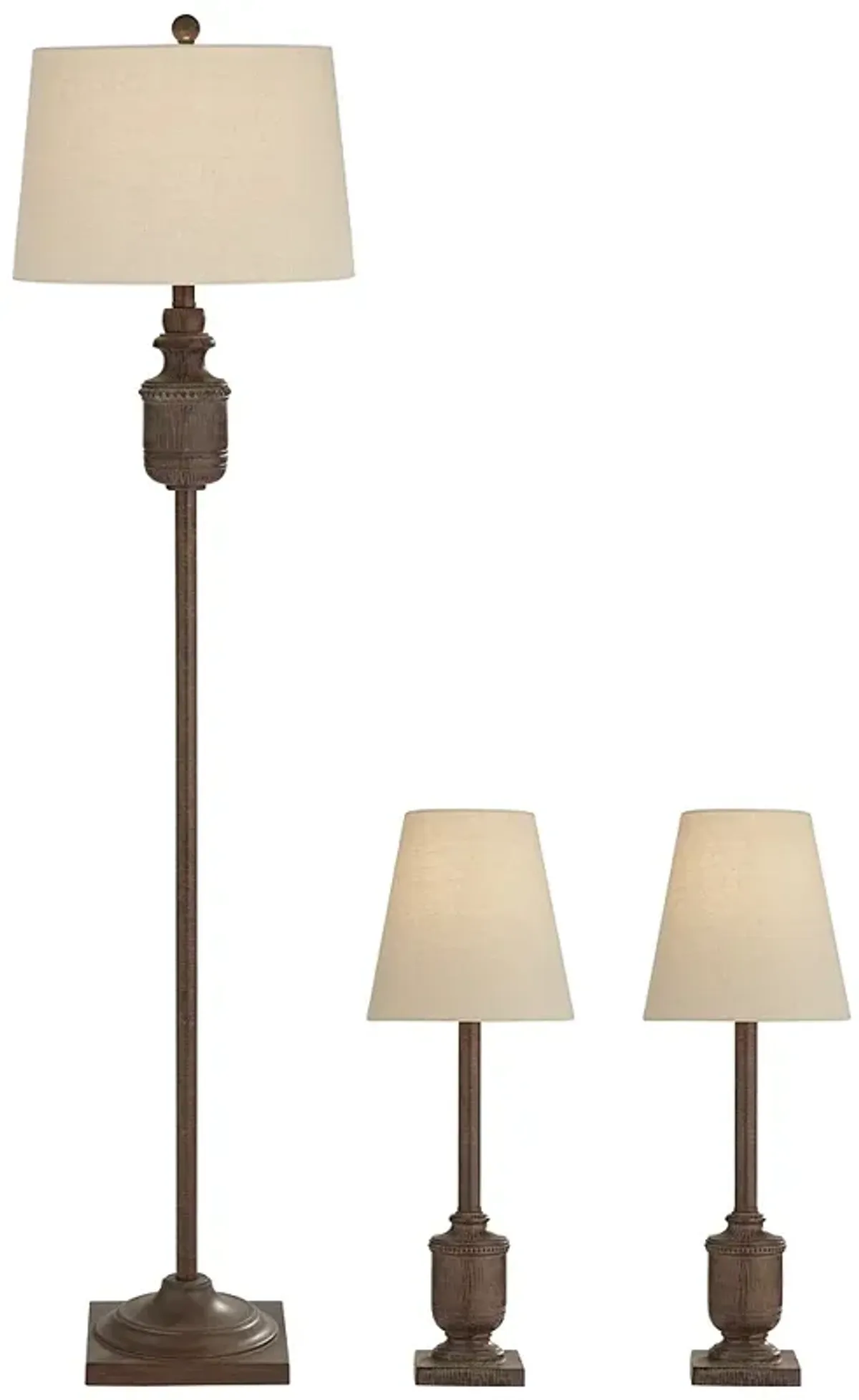 Regency High Bledlow Dark Charcoal Faux Wood Urn Table and Floor Lamp Set