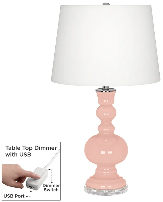 Rose Pink Apothecary Table Lamp with Dimmer