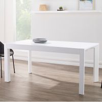 Adara 63" Wide White Lacquered Wood Rectangular Dining Table