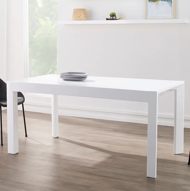 Adara 63" Wide White Lacquered Wood Rectangular Dining Table