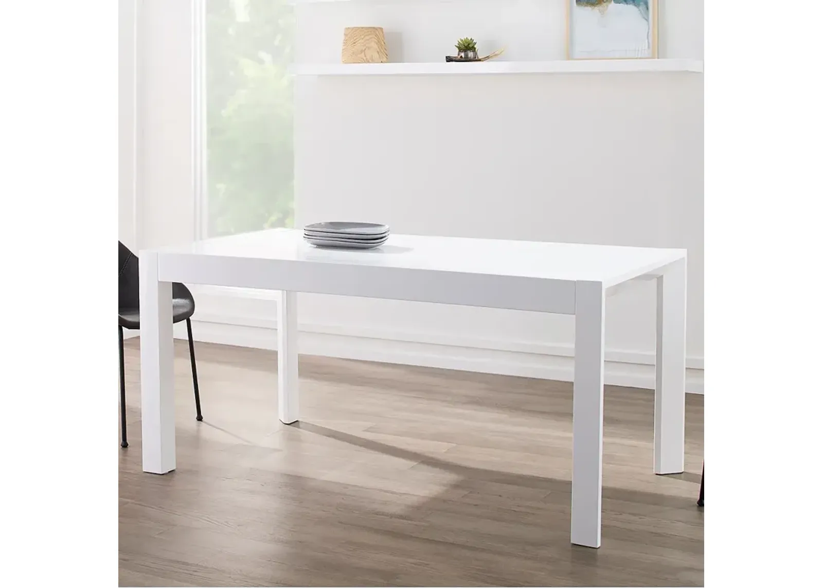 Adara 63" Wide White Lacquered Wood Rectangular Dining Table