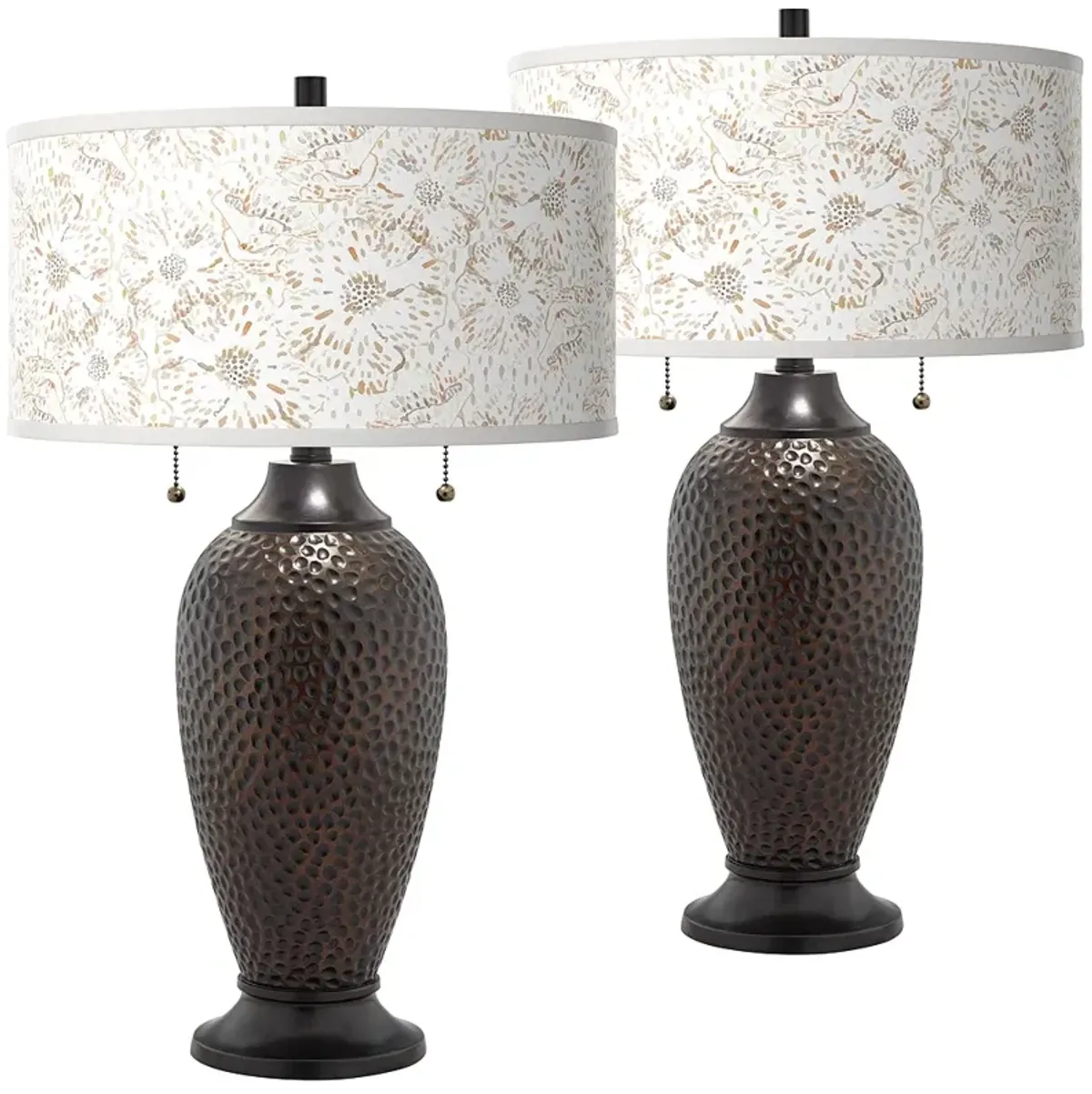 Giclee Glow Zoey 24 1/2 Windflowers Hammered Bronze Table Lamps Set of 2