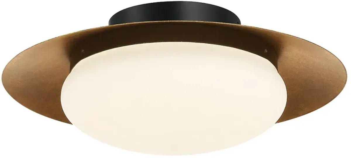 Minka Lavery Zinola 1-Light LED Sand Black and Halcyon Gold Flush Mount