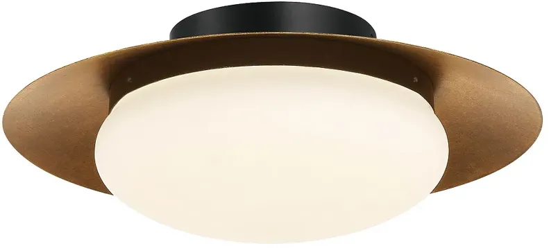 Minka Lavery Zinola 1-Light LED Sand Black and Halcyon Gold Flush Mount