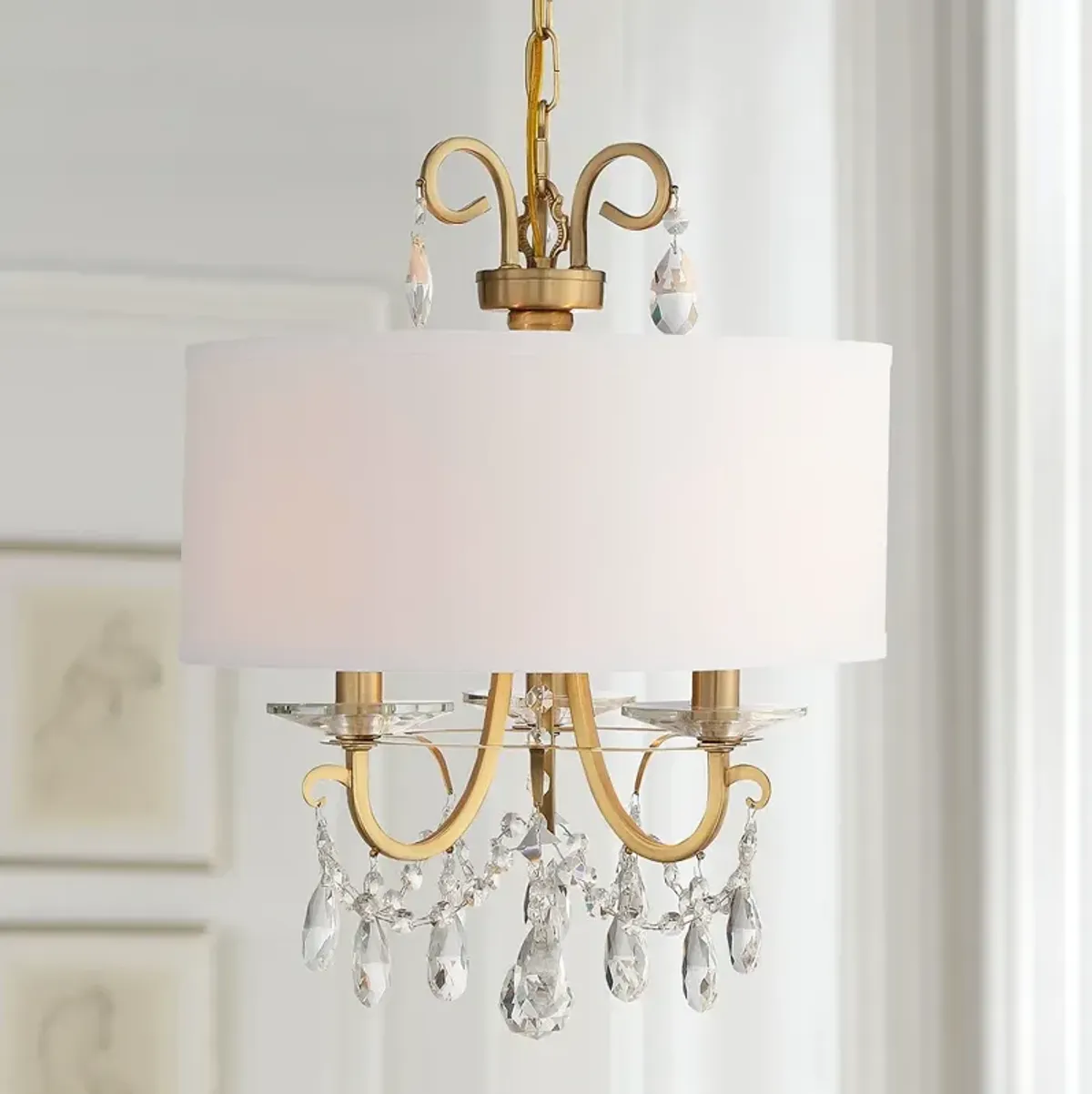 Othello 14" Wide Vibrant Gold Crystal 3-Light Chandelier