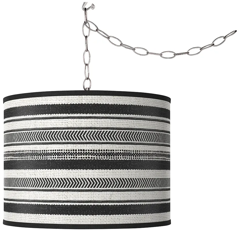 Stripes Noir Giclee Glow Plug-In Swag Pendant