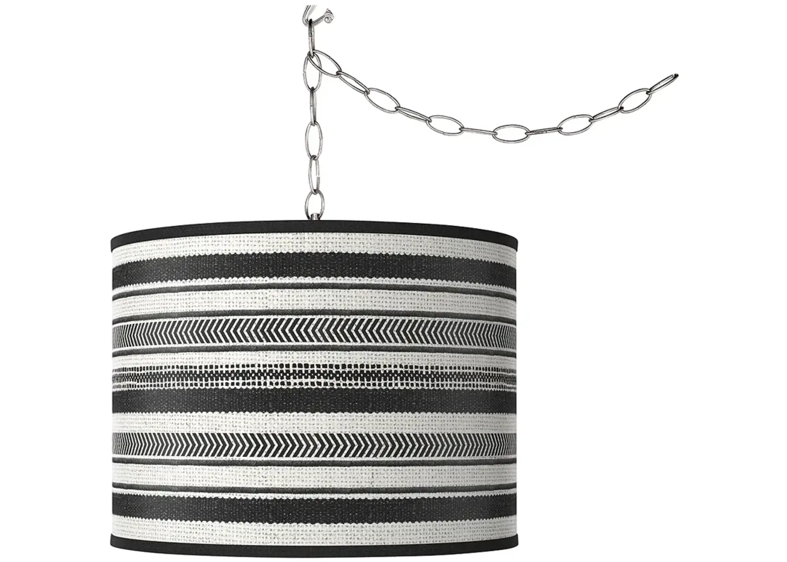 Stripes Noir Giclee Glow Plug-In Swag Pendant