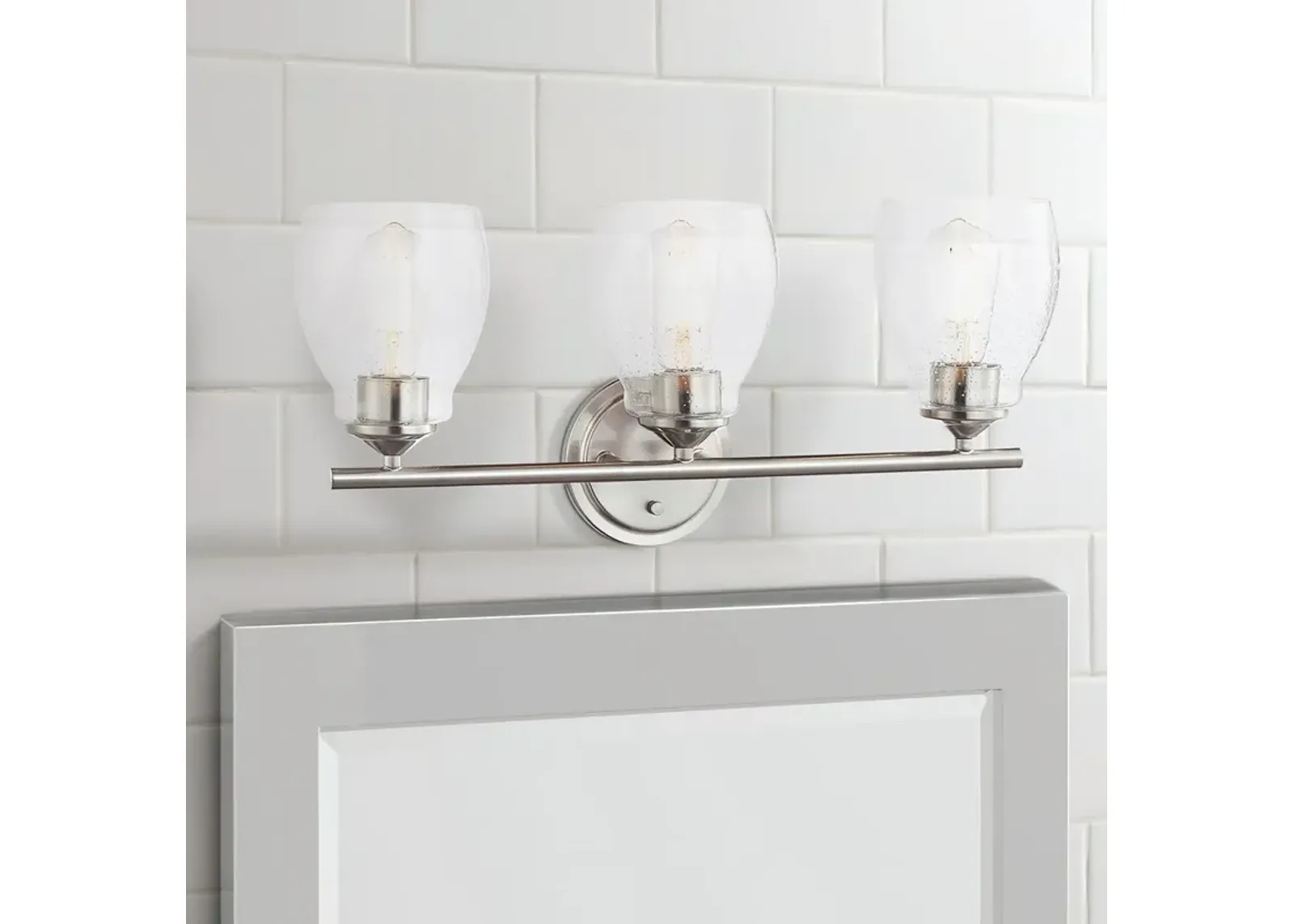 Winsley 22 1/4" Wide Brushed Nickel Metal 3-Light Bath Light