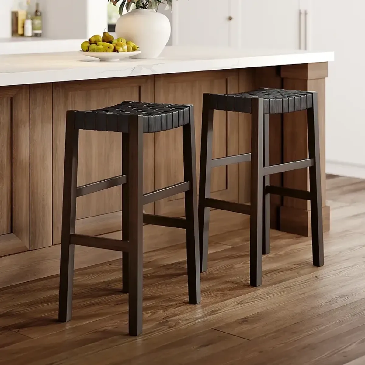 Apollo 30 1/2" Brown Leather Bar Stools Set of 2