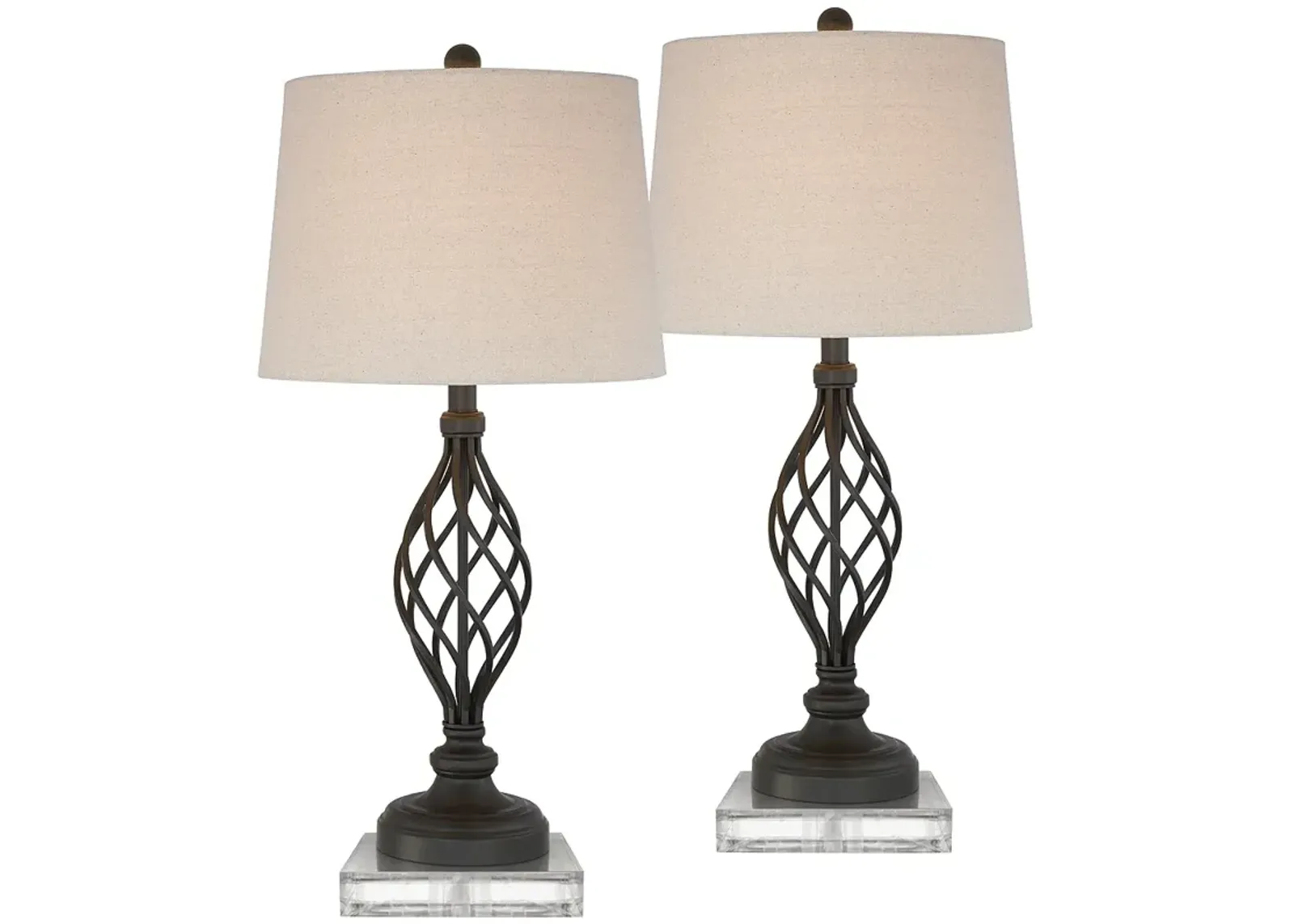 Annie 29 1/2" Iron Scroll Table Lamps with Square Acrylic Risers