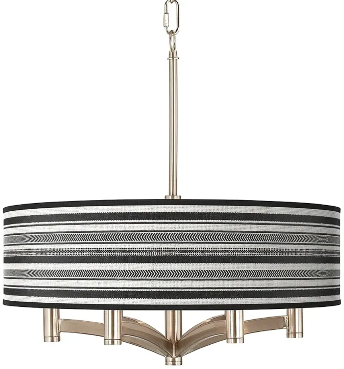 Giclee Glow Stripes Noir Ava 6-Light Nickel Pendant Chandelier