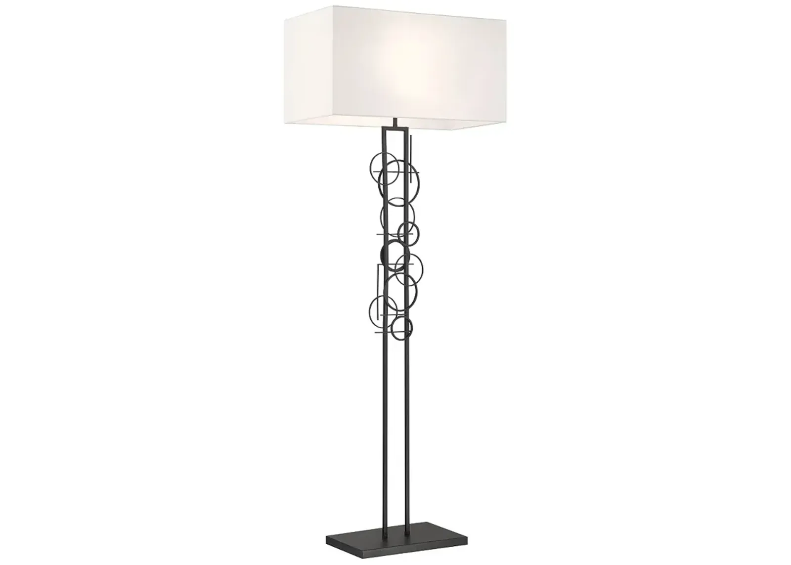 George Kovacs Tempo 2-Light Black Floor Lamp with White Linen Shade