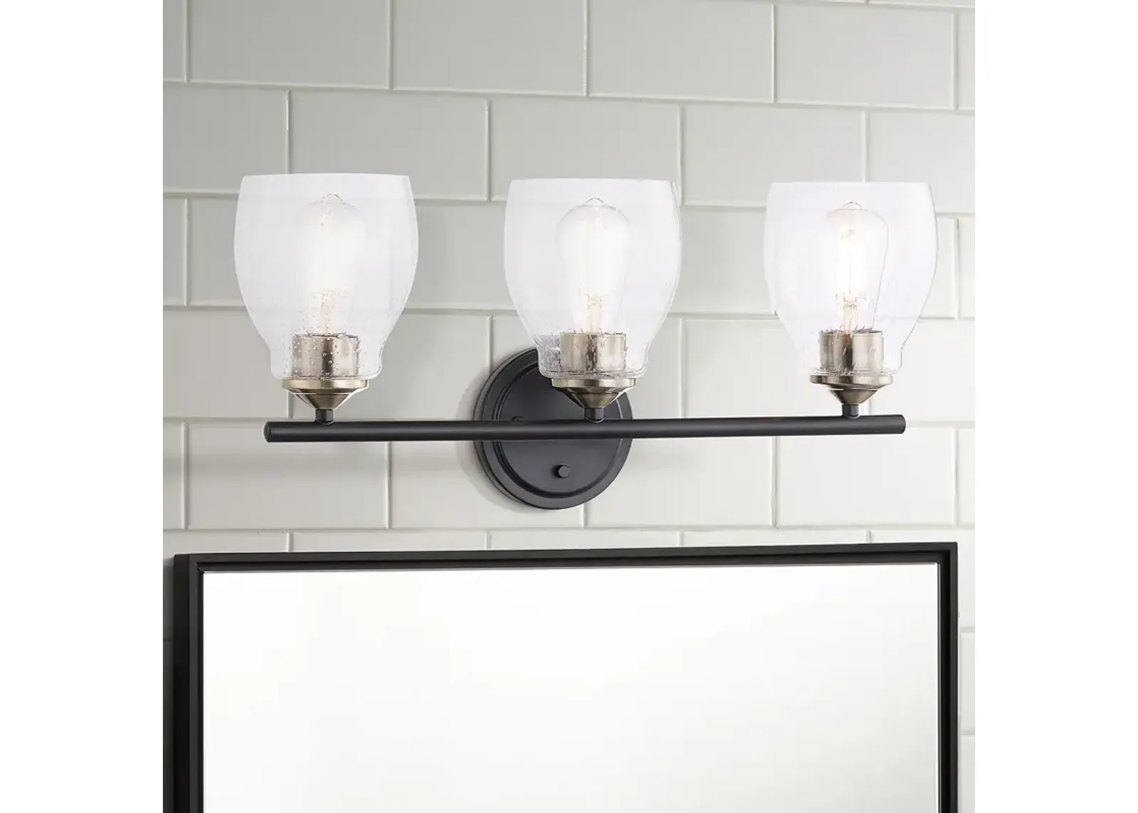 Winsley 22 1/4" Wide Coal Stained Brass 3-Light Bath Light