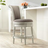 Oliver 24 1/2" Pewter and White Traditional Swivel Counter Stool