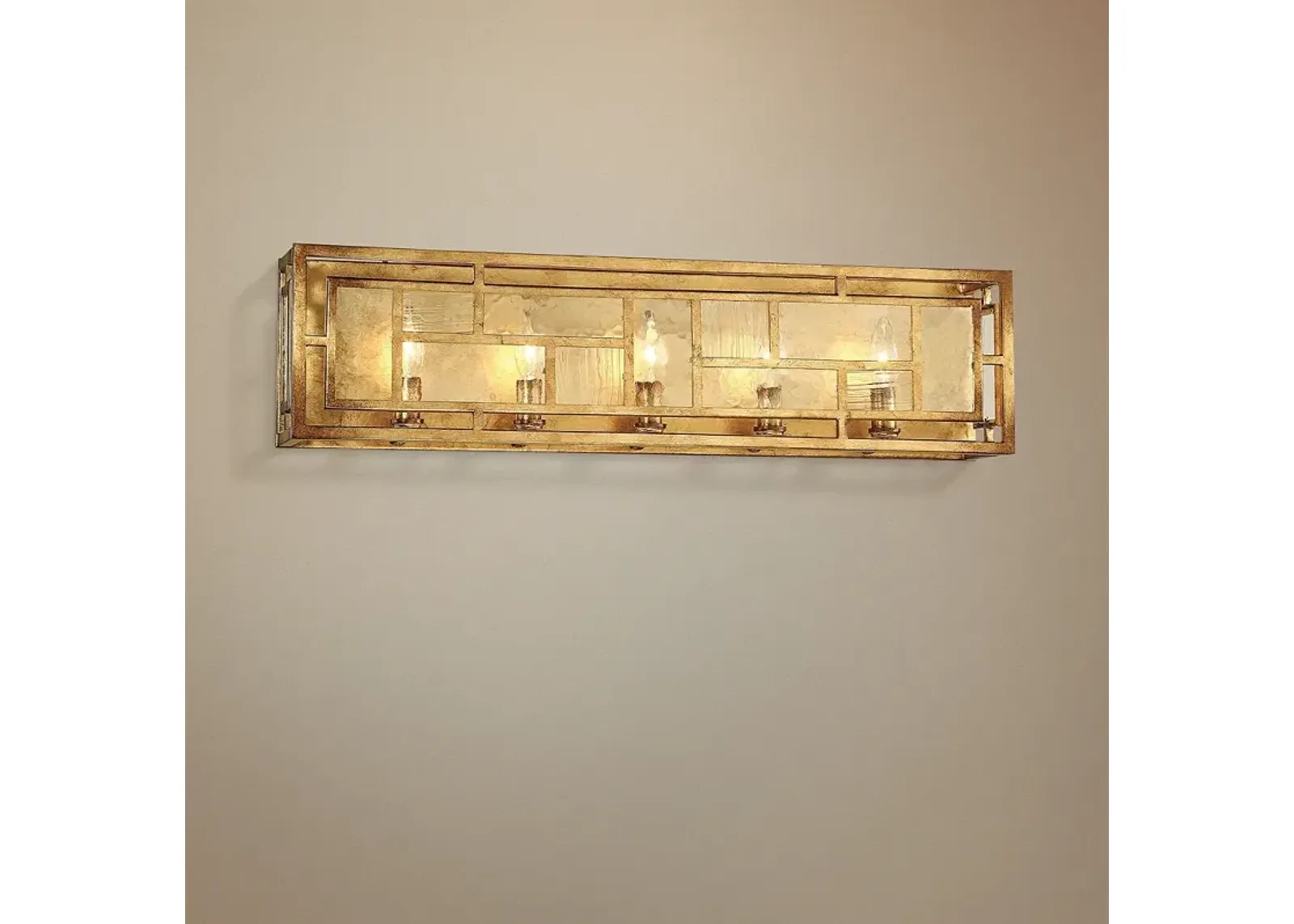 Edgemont Park 29" Wide Pandora Gold Leaf 5-Light Bath Light