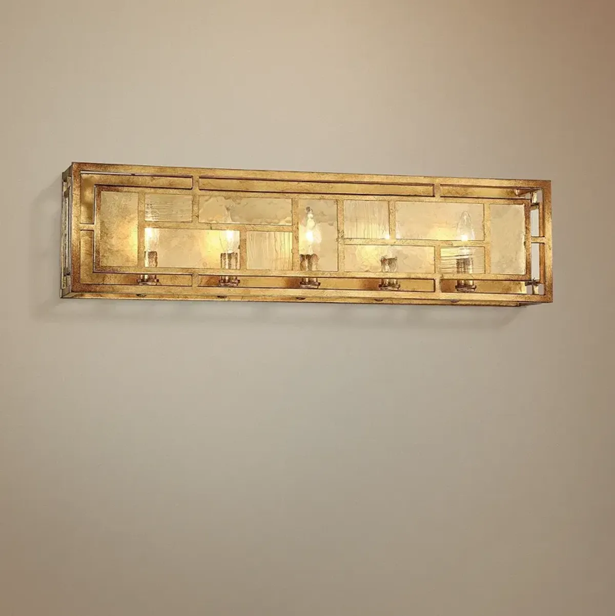 Edgemont Park 29" Wide Pandora Gold Leaf 5-Light Bath Light