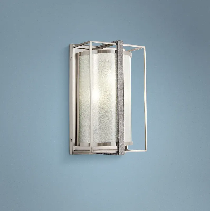 Tyson's Gate 12"H Brushed Nickel with Shale Wood Wall Sconce