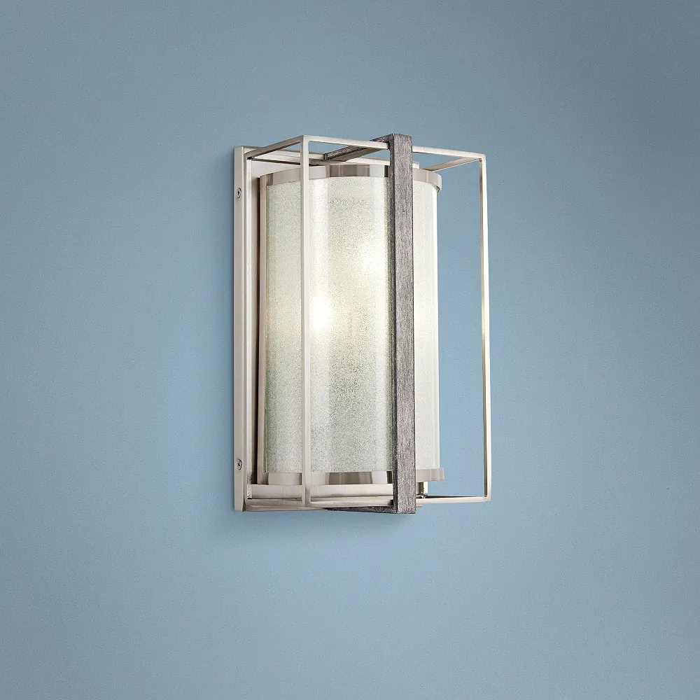 Tyson's Gate 12"H Brushed Nickel with Shale Wood Wall Sconce