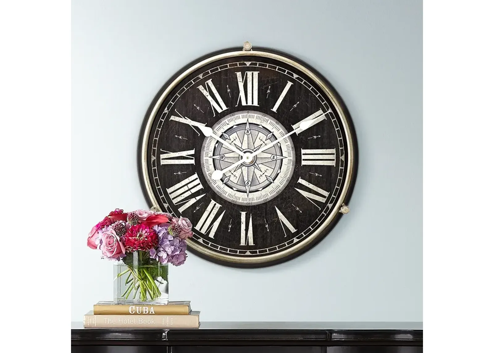 Carson Glossy Black 21 1/4" High Round Metal Wall Clock