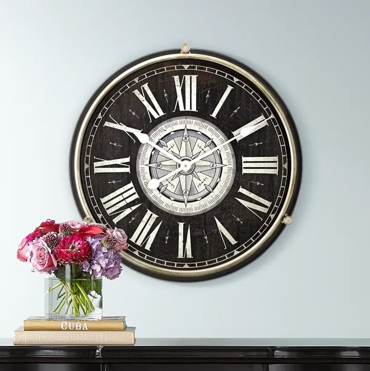 Dahlia Studios Carson 21 1/4" High Glossy Black Round Metal Wall Clock