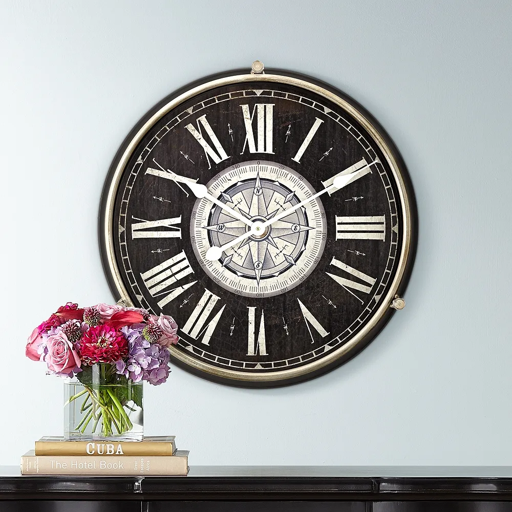 Carson Glossy Black 21 1/4" High Round Metal Wall Clock