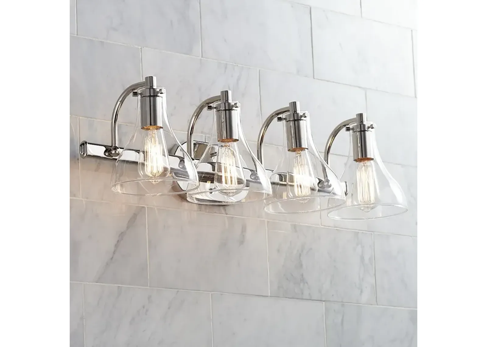 Possini Euro Sorren 27 1/2" Wide Polished Nickel 4-Light Bath Light