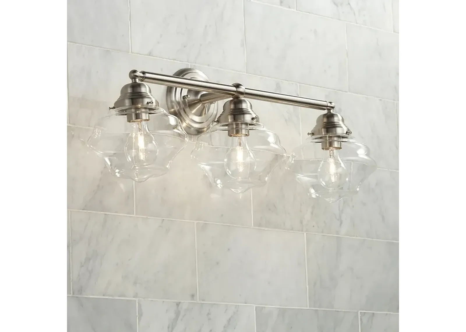 Possini Euro Astrid 27 1/4" Wide Nickel 3-Light Bath Light